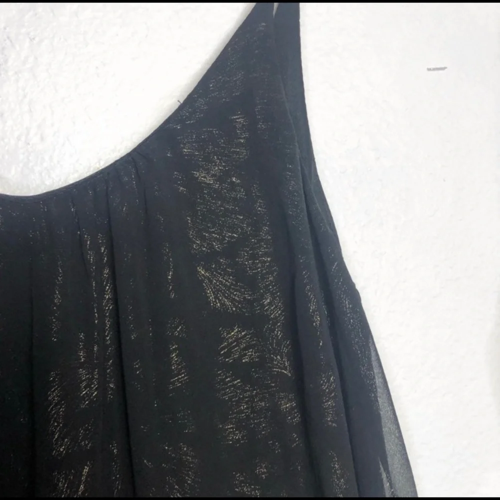 En Creme A-Line Sheer Dress Black Gold Size Small